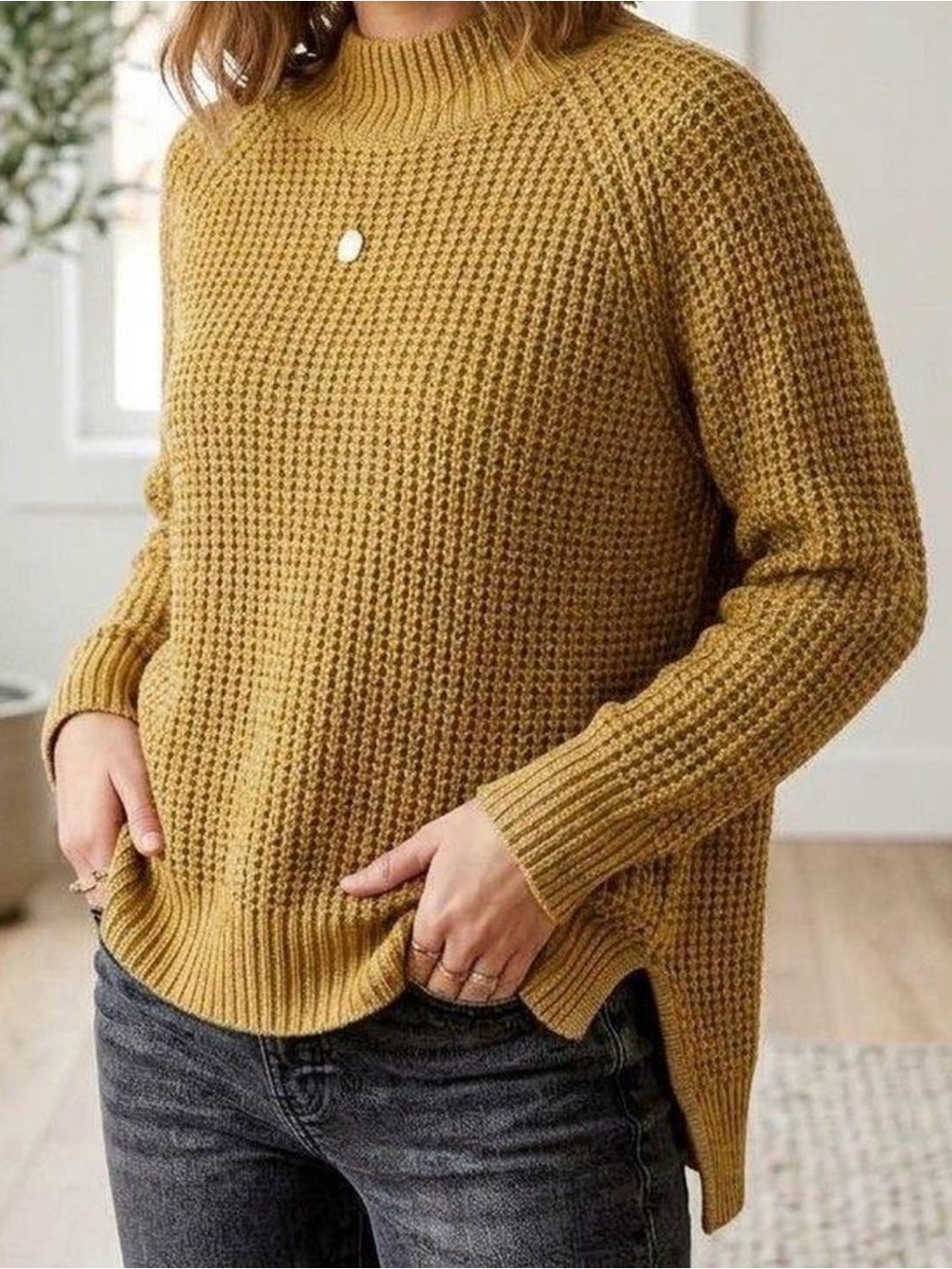 Urban Outfitters BDG Mustard Knit Mock Neck Sweater